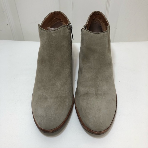 Sam Edelman Leather Suede Petty Zipper Tan grayish Putty Ankle Booties  10M - Picture 2 of 15